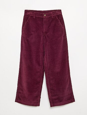Pantaloni wide leg in velluto a coste