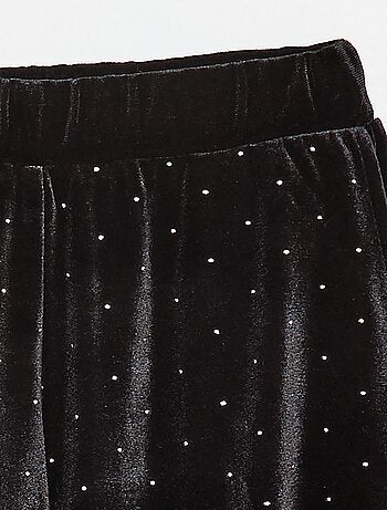 Pantaloni wide leg in velluto tinta unita