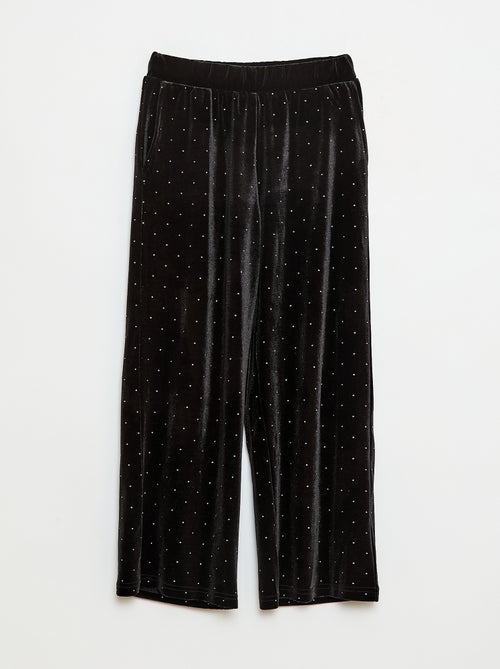 Pantaloni wide leg in velluto tinta unita - Kiabi