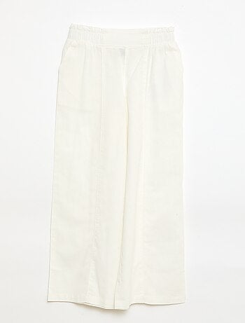 Pantaloni wide leg/a gamba larga in cotone tessuto