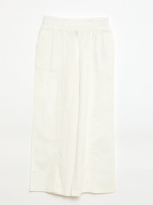 Pantaloni wide leg/a gamba larga in cotone tessuto - Kiabi