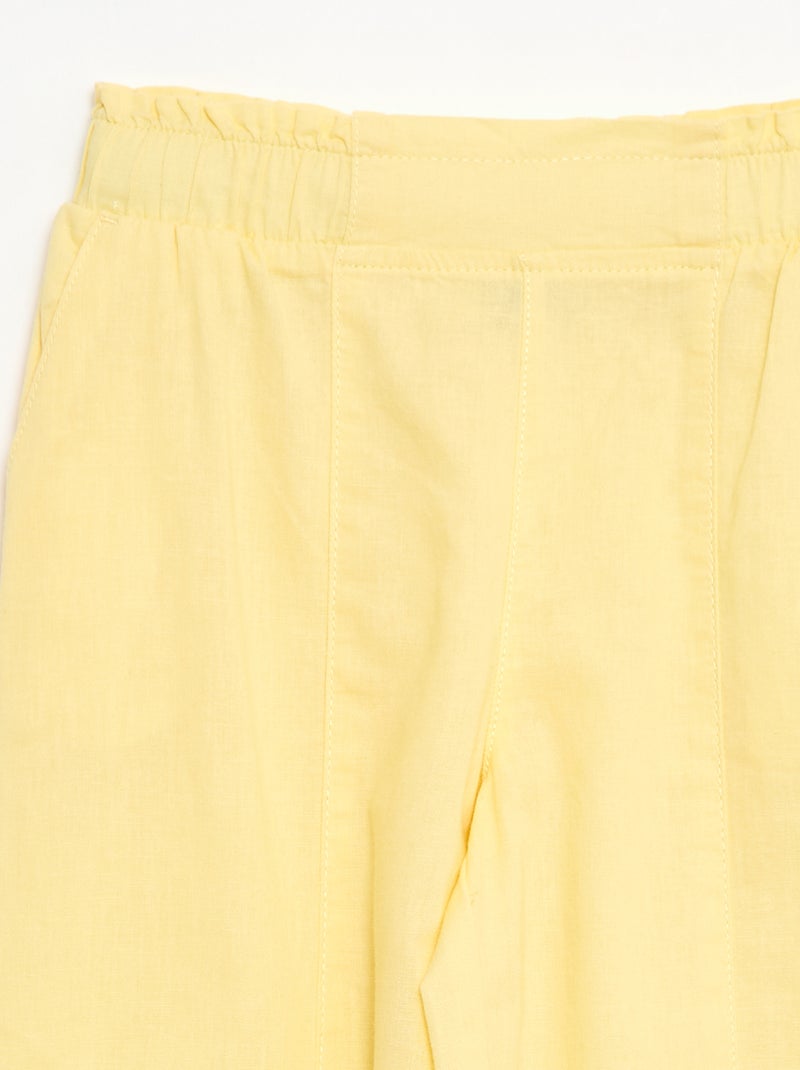 Pantaloni wide leg/a gamba larga in cotone tessuto Giallo - Kiabi