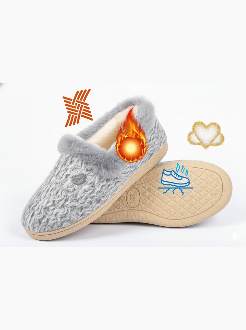 Pantofola Charentaise Donna Inverno Grigio chiaro - Kiabi