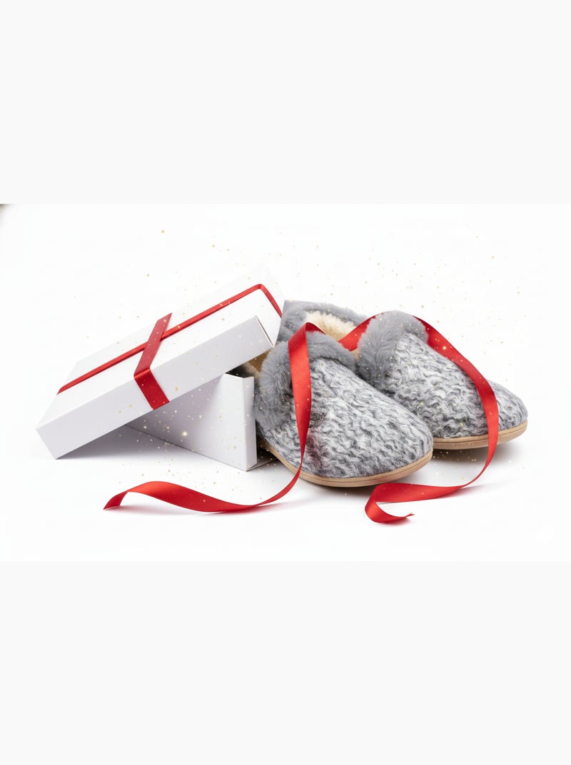 Pantofola Charentaise Donna Inverno Grigio chiaro - Kiabi