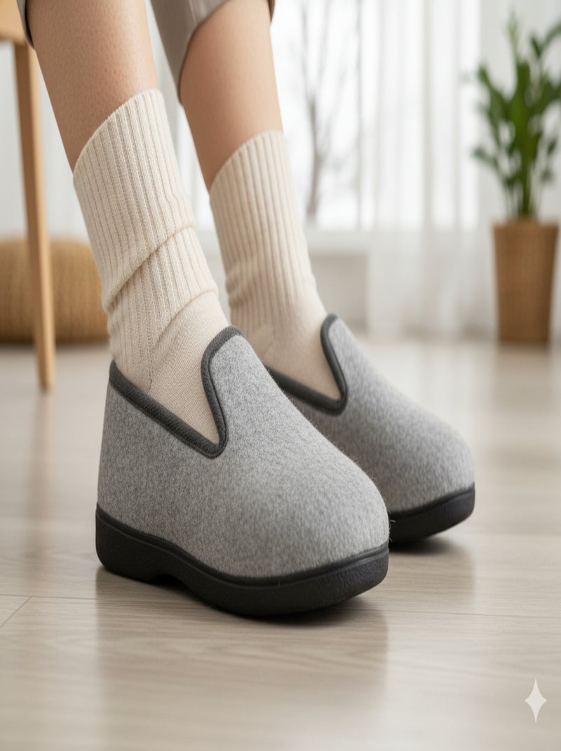 Pantofola Charentaise Donna Inverno Grigio melangiato - Kiabi