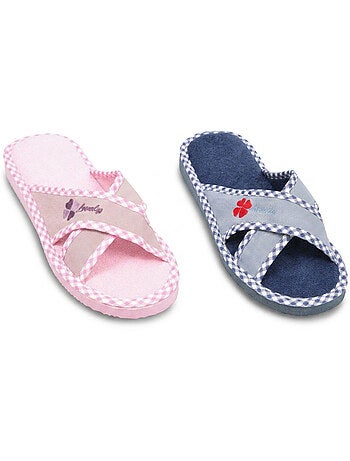 Pantofola Mule Donna Confezione 2 Paia Stampa Sangles Incrociate