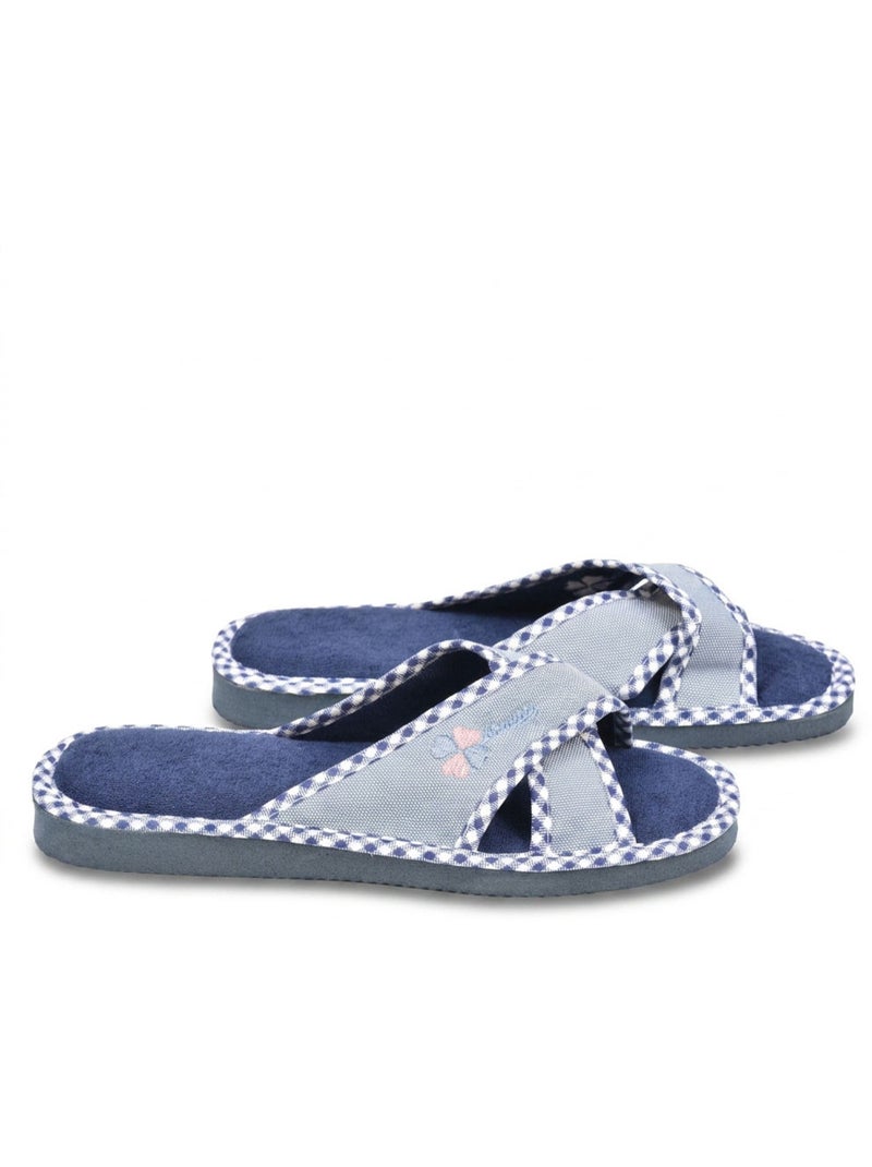 Pantofola Mule Donna Confezione 2 Paia Stampa Sangles Incrociate Blu ghiacciato - Kiabi