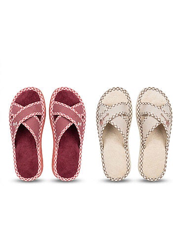 Pantofola Mule Donna Confezione 2 Paia Stampa Sangles Incrociate