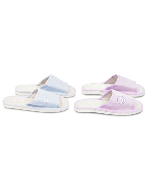 Pantofola Mule Donna OZABI Confezione 2 Paia Tessuto Gaufre Punta Aperta - Kiabi Pantofola Mule Donna OZABI Confezione 2 Paia Tessuto Gaufre Punta Aperta - Kiabi