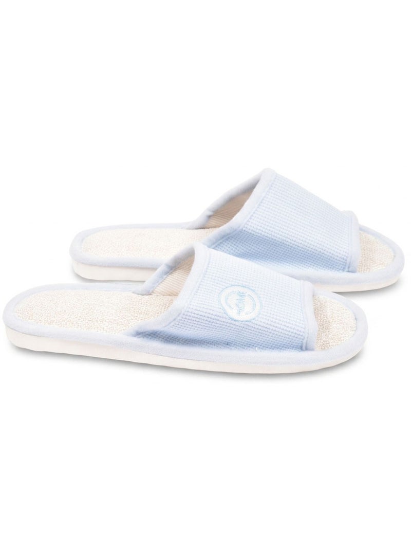 Pantofola Mule Donna OZABI Confezione 2 Paia Tessuto Gaufre Punta Aperta Bianco - Kiabi