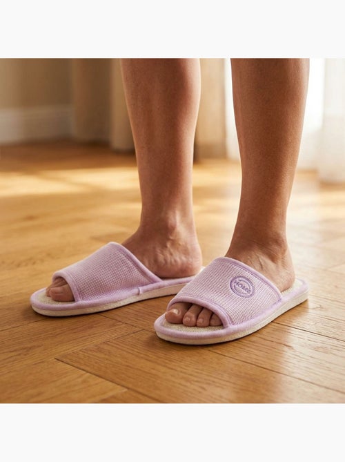 Pantofola Mule Donna OZABI Confezione 2 Paia Tessuto Gaufre Punta Aperta - Kiabi Pantofola Mule Donna OZABI Confezione 2 Paia Tessuto Gaufre Punta Aperta - Kiabi