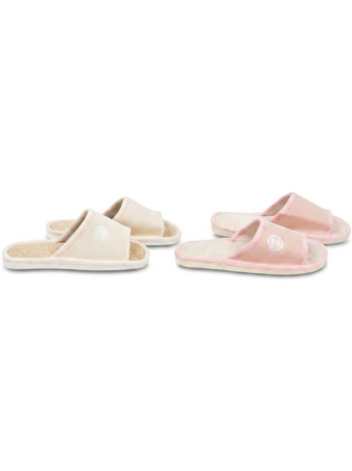 Pantofola Mule Donna OZABI Confezione 2 Paia Tessuto Gaufre Punta Aperta - Kiabi Pantofola Mule Donna OZABI Confezione 2 Paia Tessuto Gaufre Punta Aperta - Kiabi