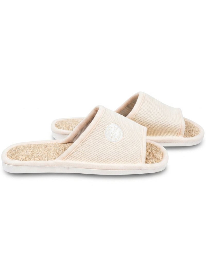 Pantofola Mule Donna OZABI Confezione 2 Paia Tessuto Gaufre Punta Aperta Blu ghiacciato - Kiabi