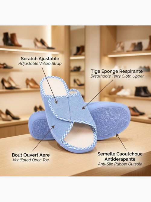 Pantofola Mule Donna Spugna Strappo Regolabile Fabbricata in Spagna OZABI - Kiabi Pantofola Mule Donna Spugna Strappo Regolabile Fabbricata in Spagna OZABI - Kiabi