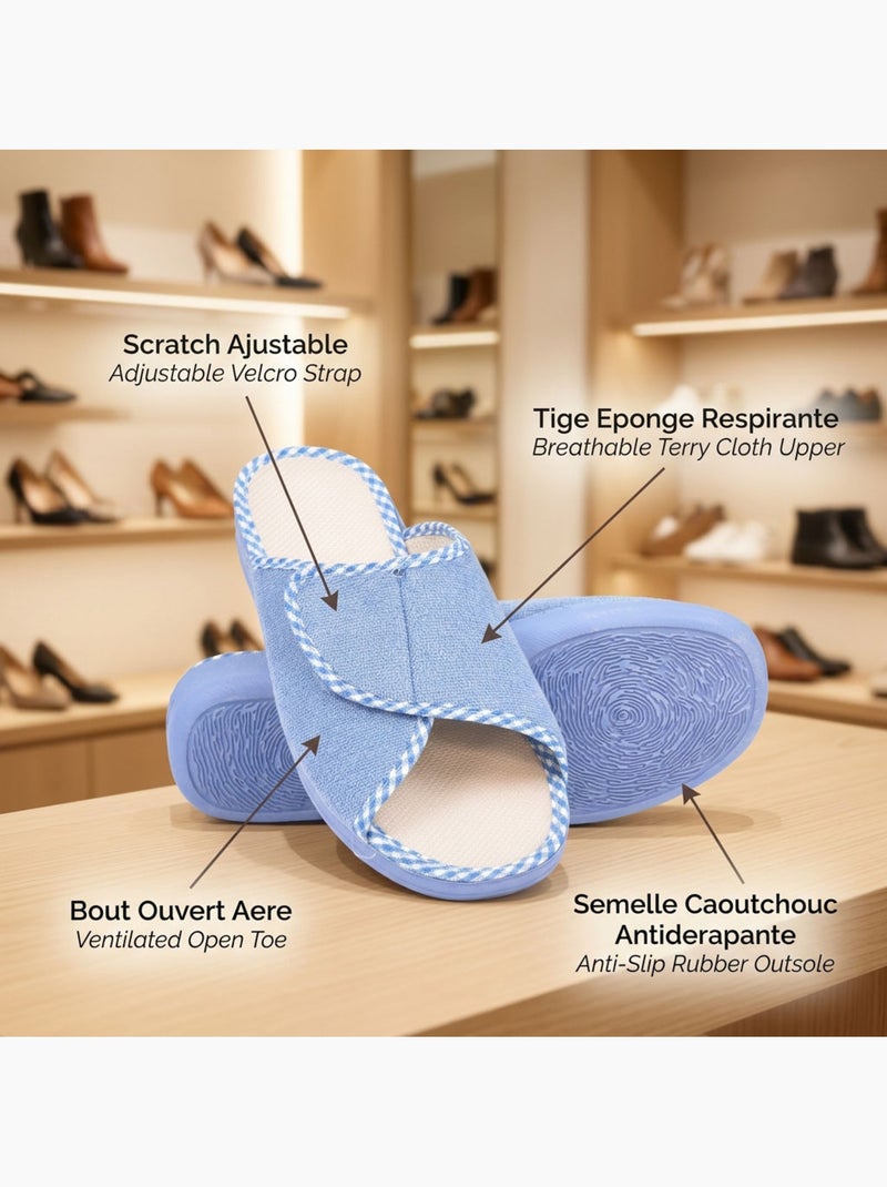Pantofola Mule Donna Spugna Strappo Regolabile Fabbricata in Spagna OZABI Blu cielo - Kiabi