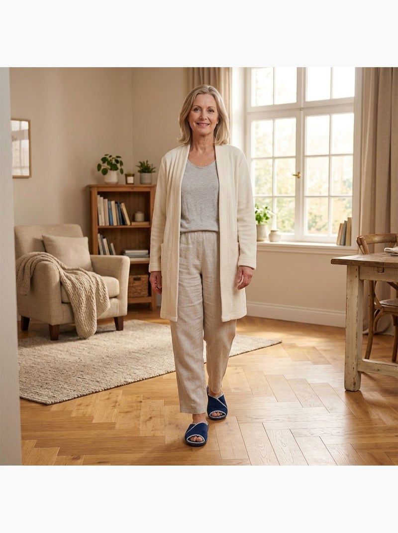 Pantofola Mule Donna Spugna Traspirante Produzione Spagnola Punta Aperta Blu marino - Kiabi