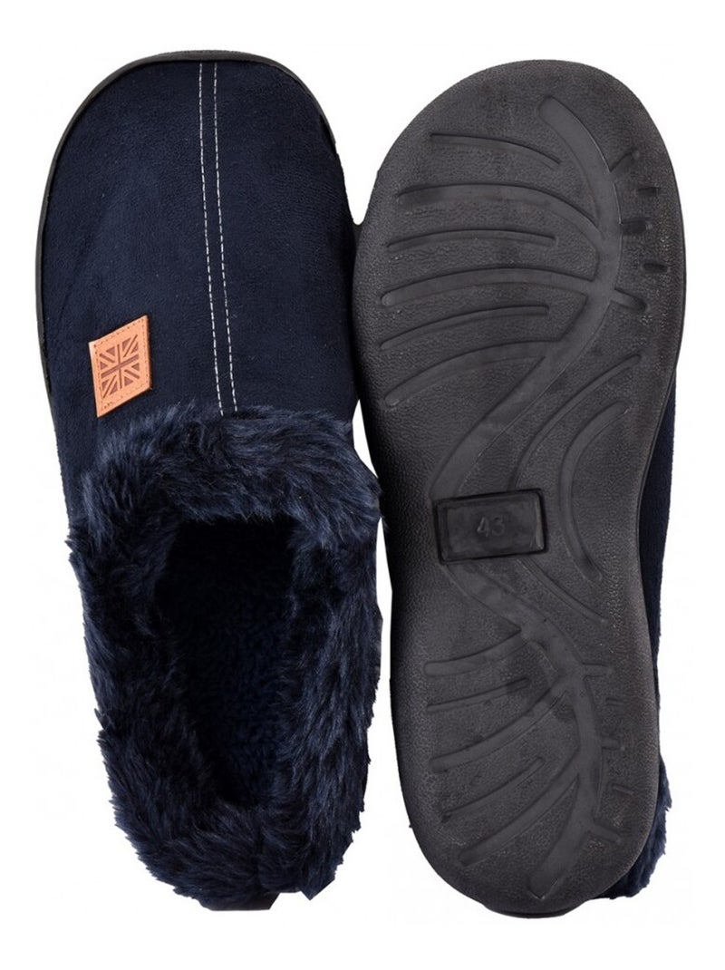 Pantofola uomo scamosciato SUEDINE Blu marino - Kiabi