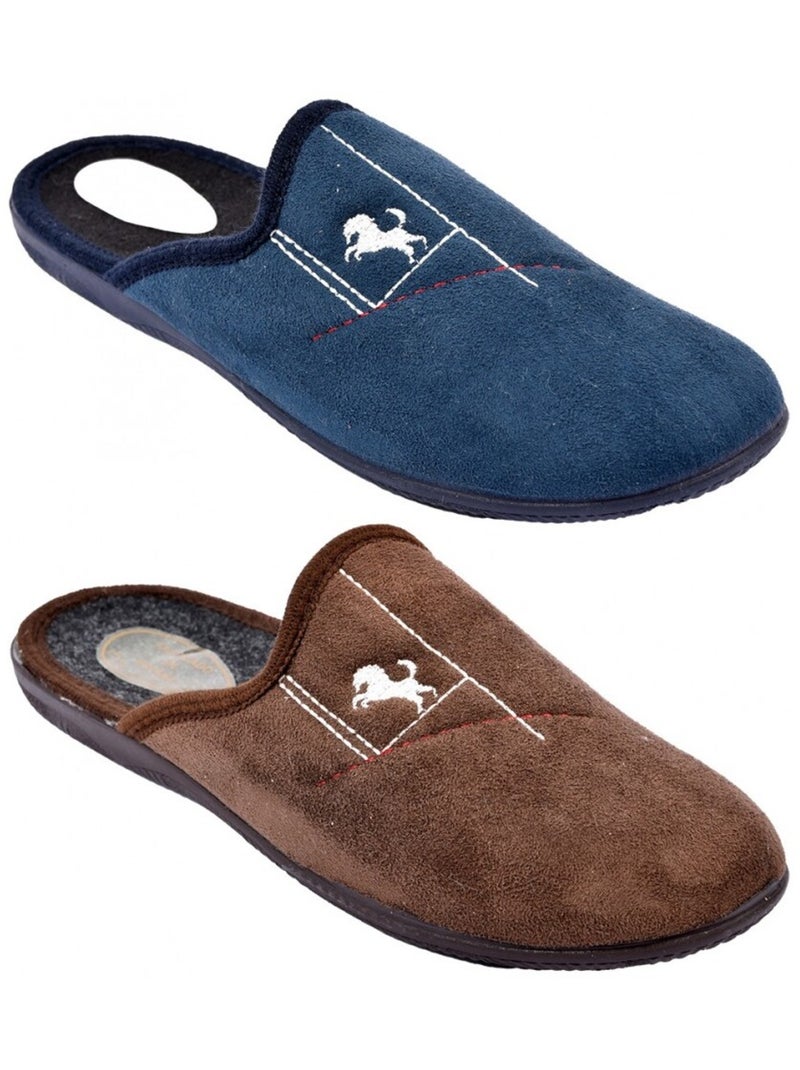 Pantofola UOMO SUEDINE PREMIUM Blu marino - Kiabi