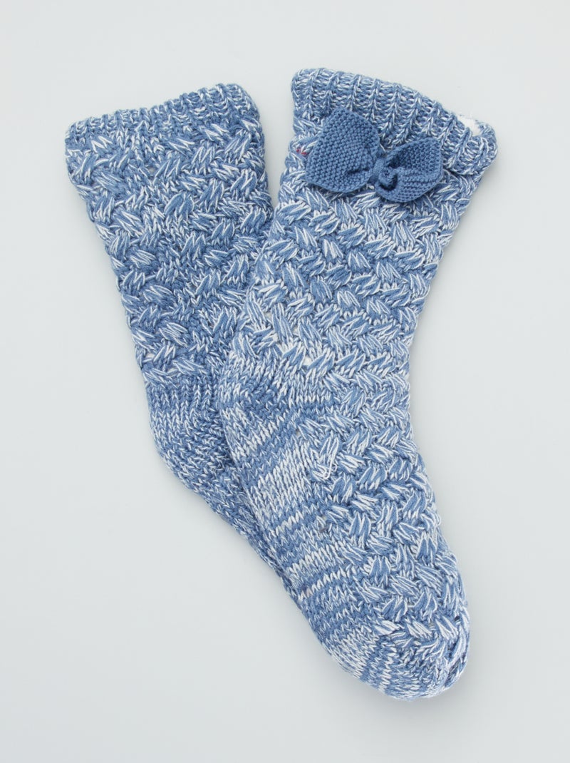 Pantofole a calzino con fiocco fantasia blu - Kiabi