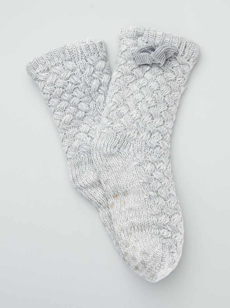 Pantofole a calzino con fiocco fantasia grigio - Kiabi