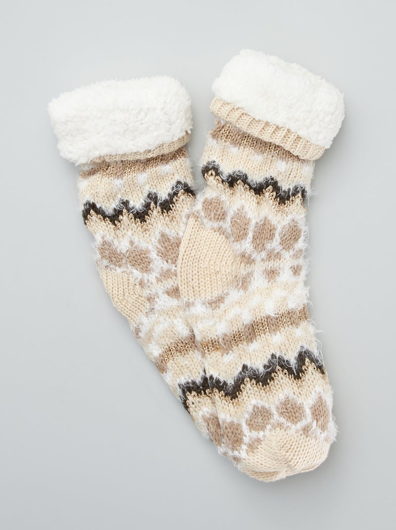 Pantofole a calzino in tessuto jacquard ecru - Kiabi