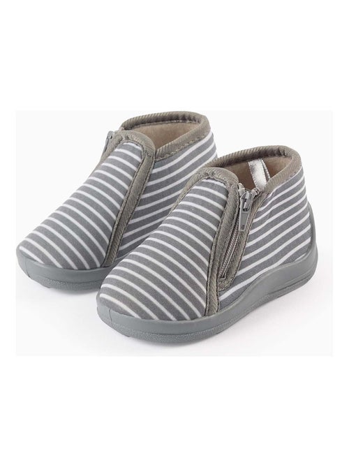 Pantofole a righe con zip - Kiabi