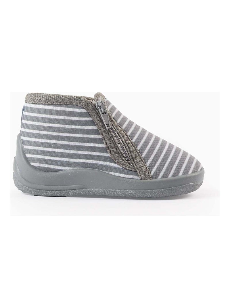 Pantofole a righe con zip Grigio - Kiabi