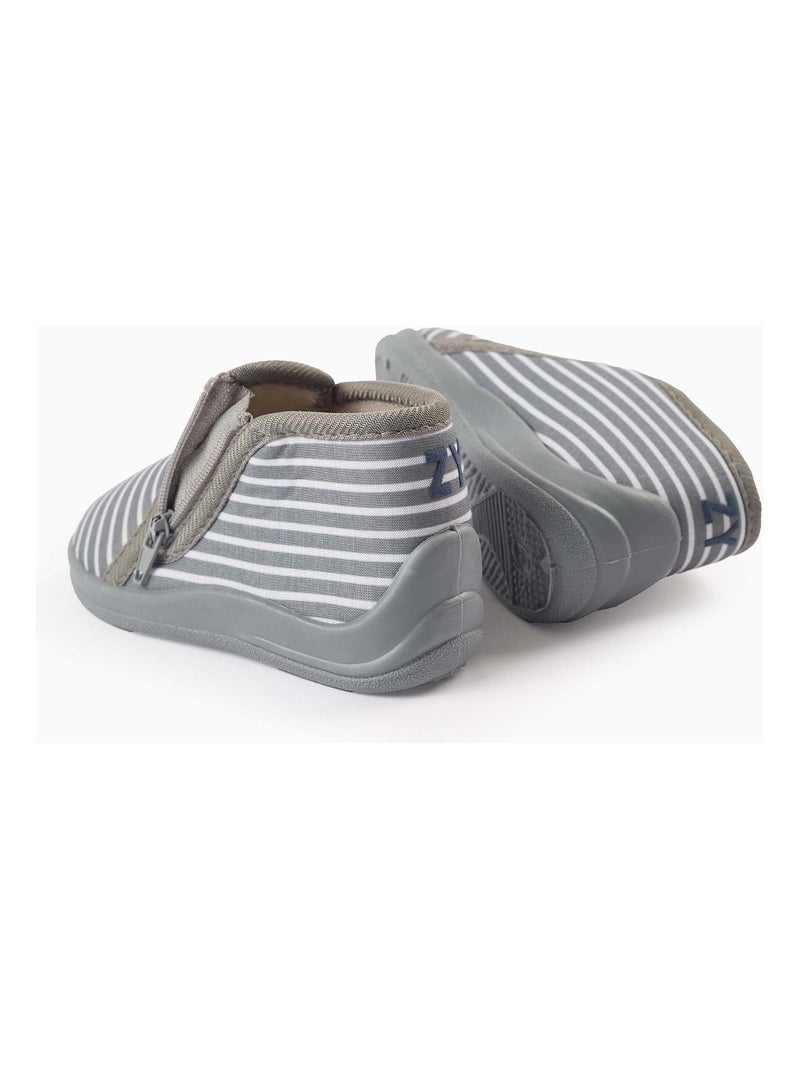 Pantofole a righe con zip Grigio - Kiabi