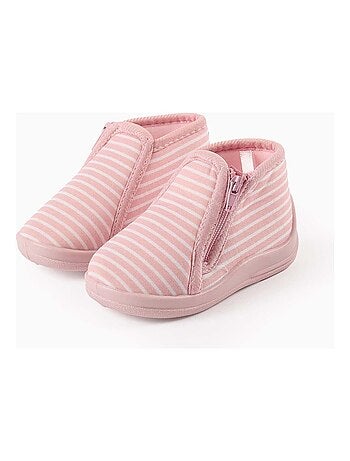Pantofole a righe con zip