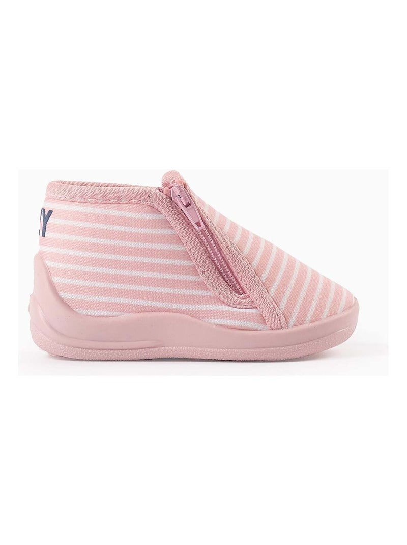 Pantofole a righe con zip Rosa chiaro - Kiabi