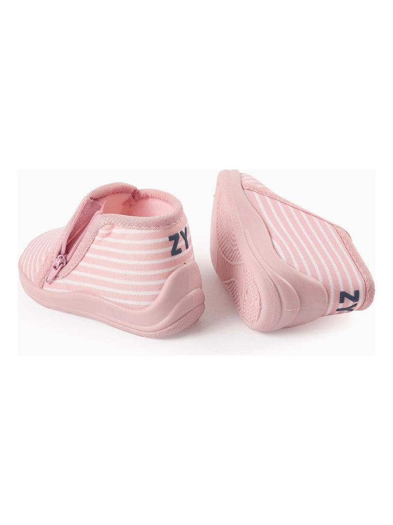 Pantofole a righe con zip Rosa chiaro - Kiabi