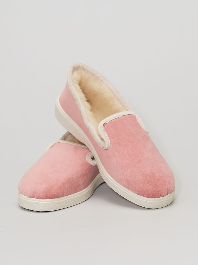 Pantofole a scarpetta imbottite in lana rosa - Kiabi