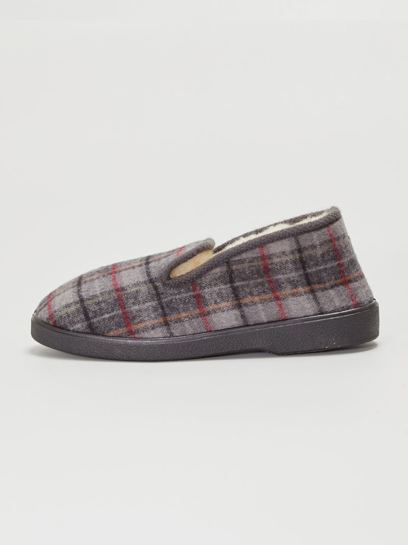 Pantofole a scarpetta tartan grigio - Kiabi