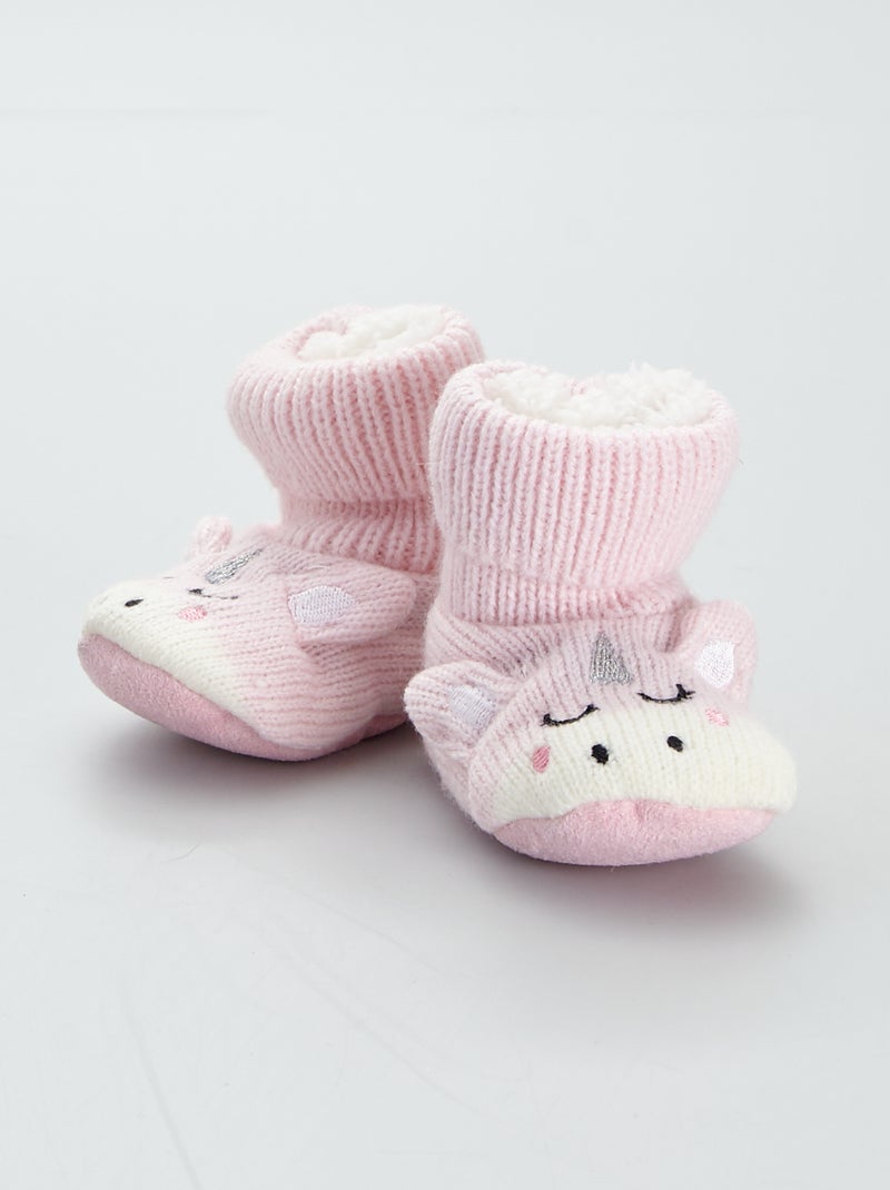 Pantofole a stivaletto 'animali' rosa - Kiabi