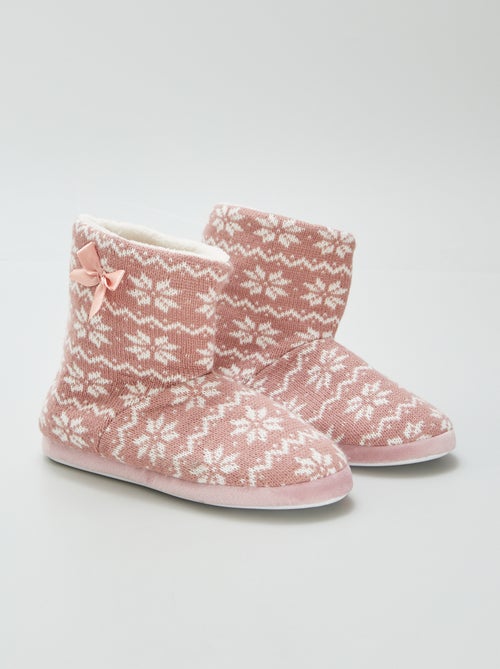 Pantofole a stivaletto con motivo jacquard - Kiabi