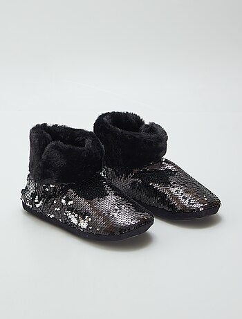 Pantofole a stivaletto con paillettes