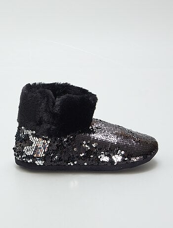 Pantofole a stivaletto con paillettes