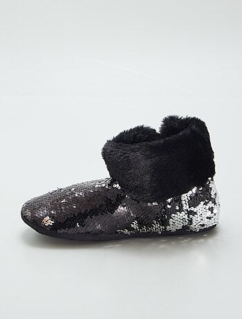 Pantofole a stivaletto con paillettes