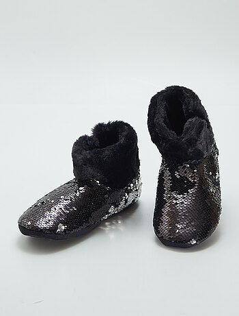 Pantofole a stivaletto con paillettes