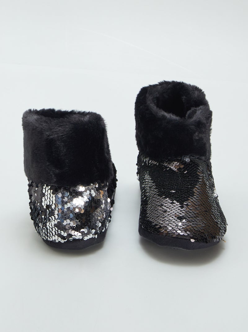 Pantofole a stivaletto con paillettes NERO - Kiabi