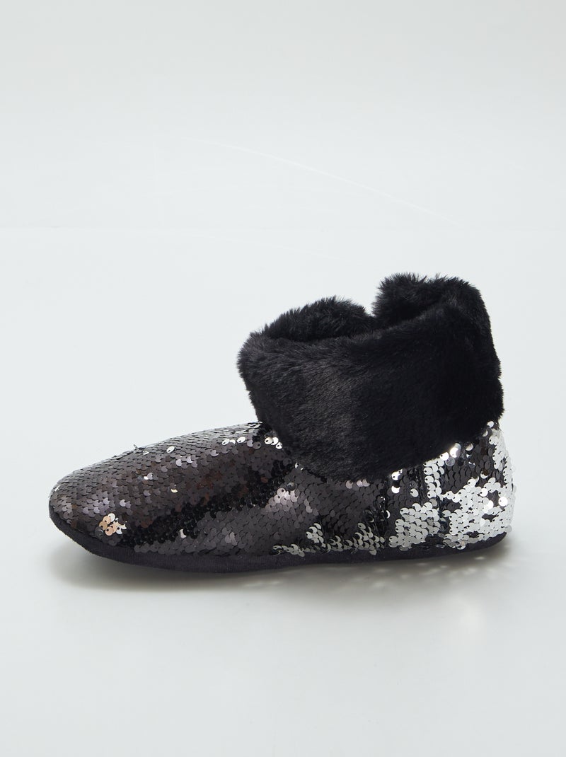Pantofole a stivaletto con paillettes NERO - Kiabi