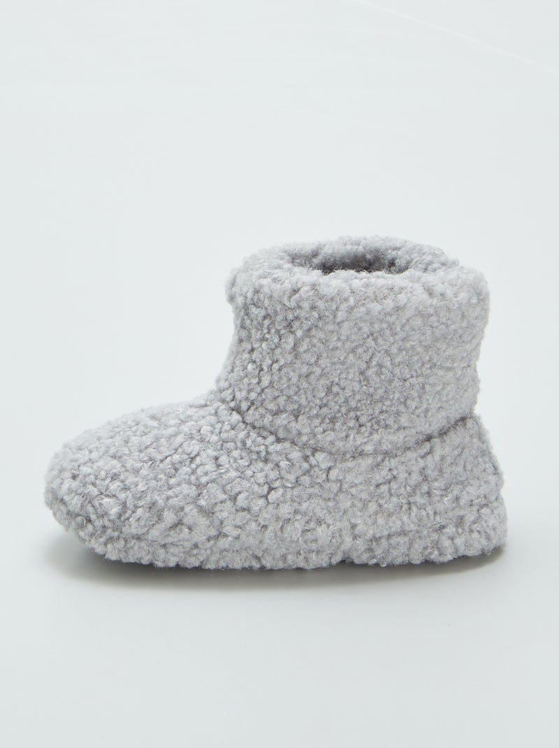 Pantofole a stivaletto effetto montone GRIGIO - Kiabi