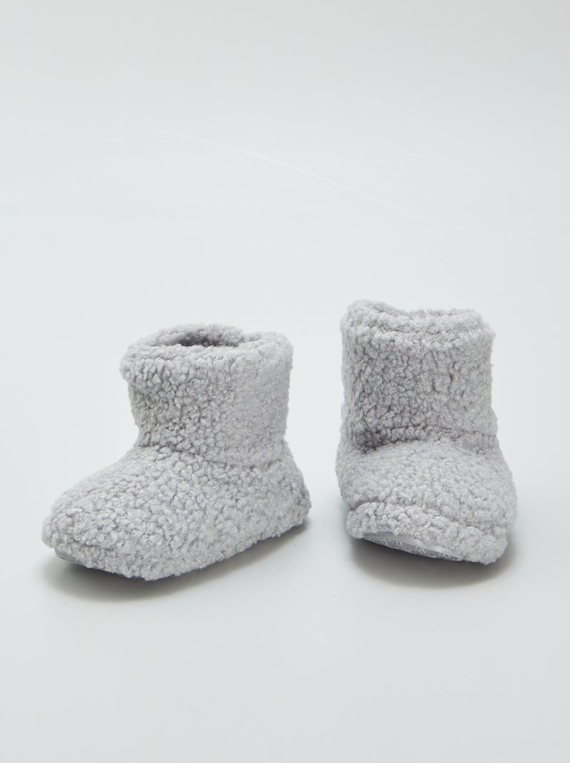 Pantofole a stivaletto effetto montone GRIGIO - Kiabi