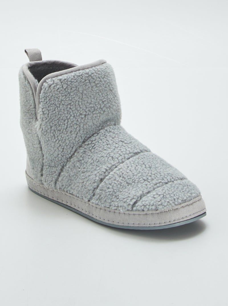 Pantofole a stivaletto effetto montone GRIGIO - Kiabi