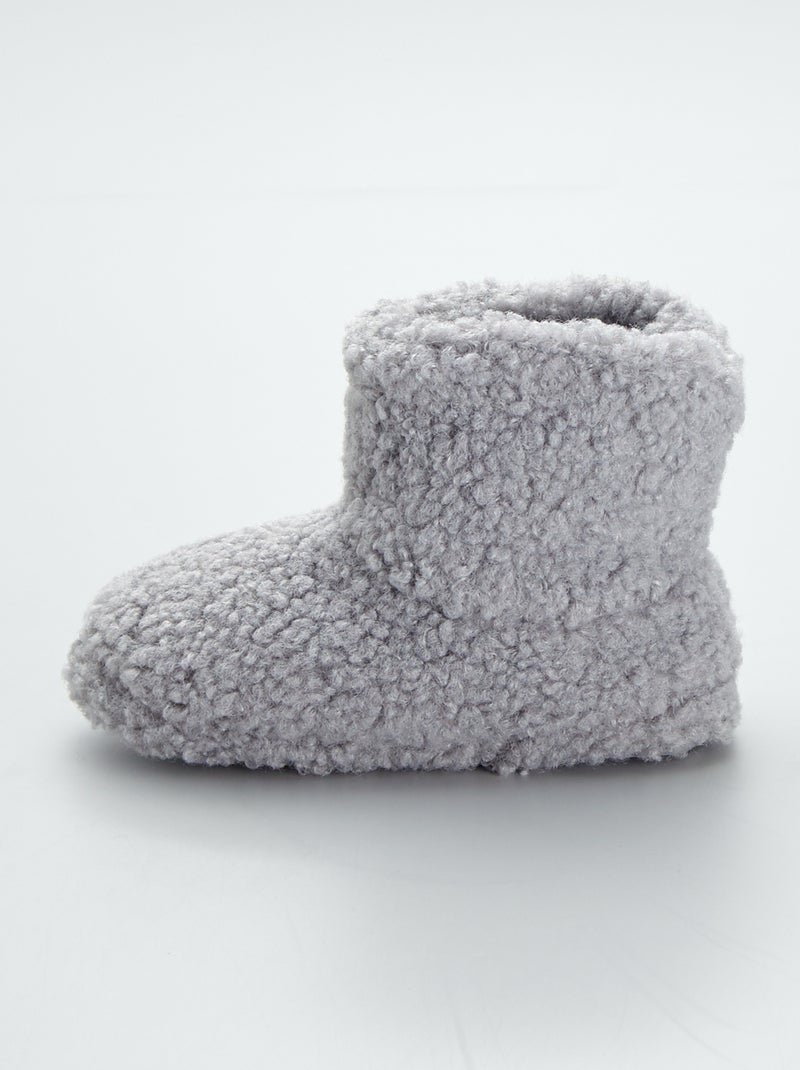 Pantofole a stivaletto effetto montone grigio - Kiabi
