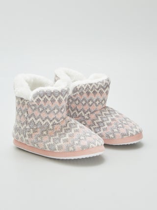 Pantofole a stivaletto imbottite jacquard