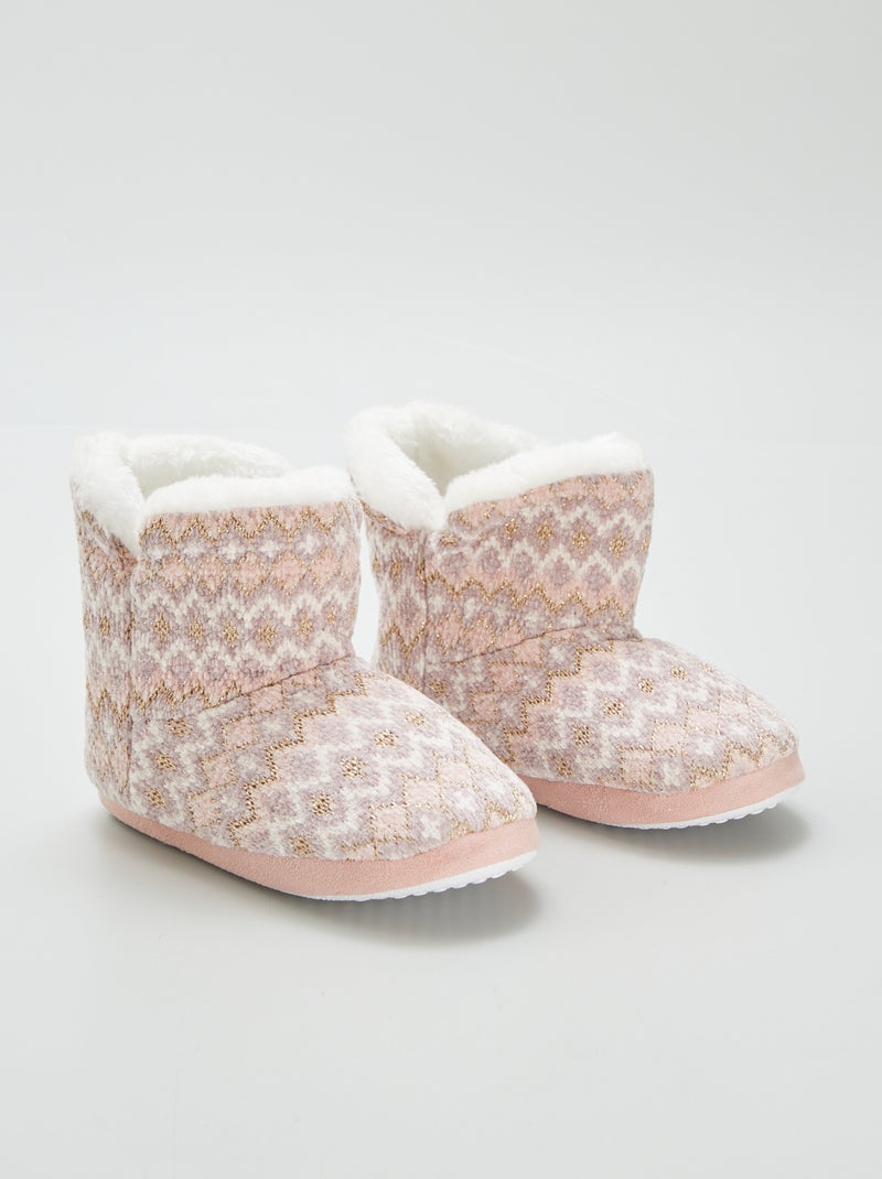 Pantofole a stivaletto imbottite jacquard ROSA - Kiabi