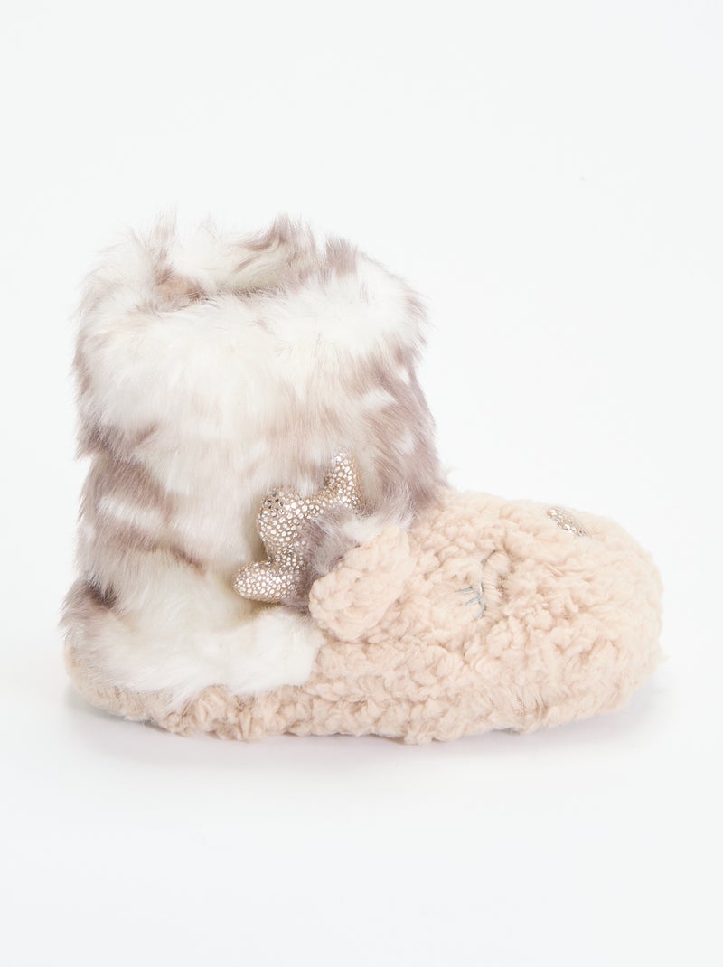 Pantofole a stivaletto in bouclé 'renna' Beige - Kiabi