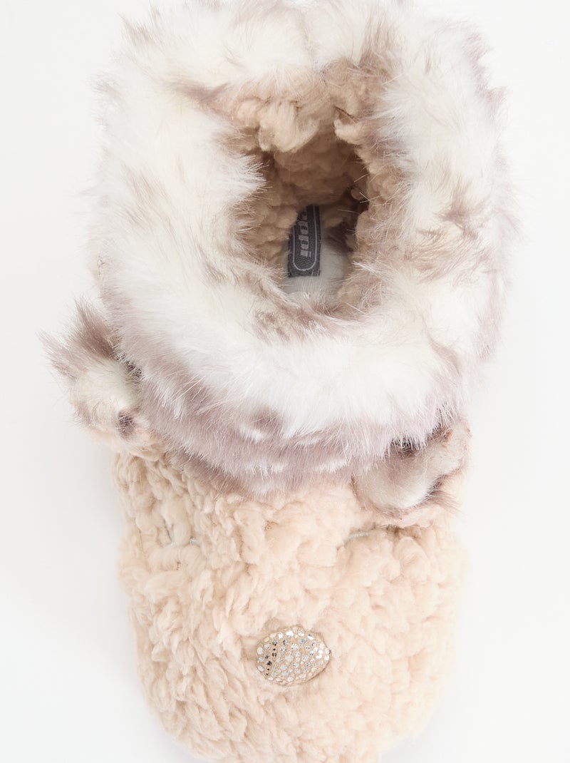 Pantofole a stivaletto in bouclé 'renna' Beige - Kiabi