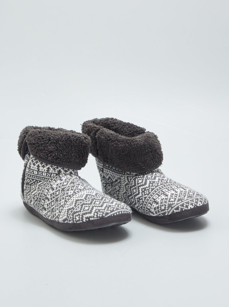 Pantofole a stivaletto in maglia jacquard GRIGIO - Kiabi